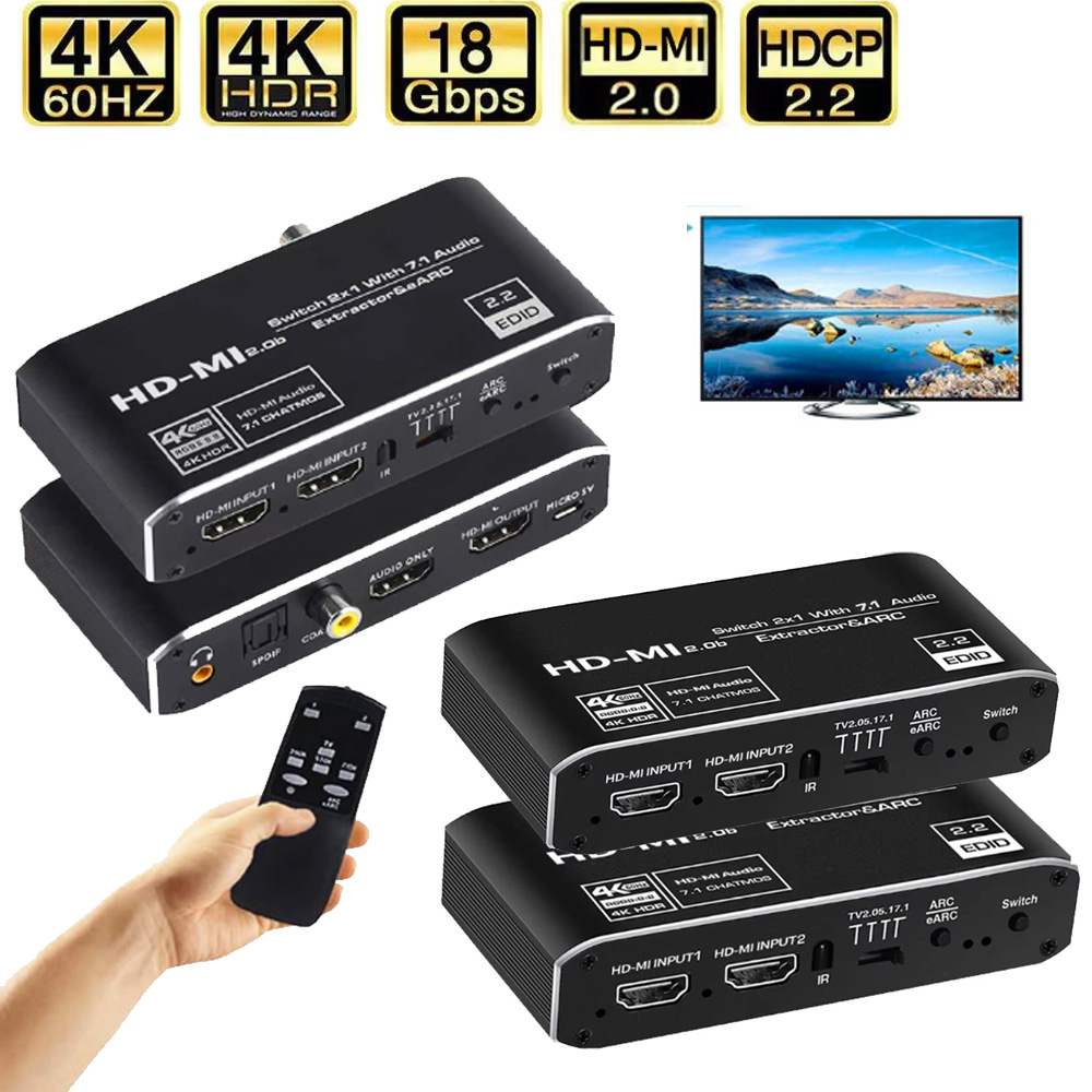 Home Cinema Hdmi - 2x1 HDMI uyumlu Anahtar eARC Ses