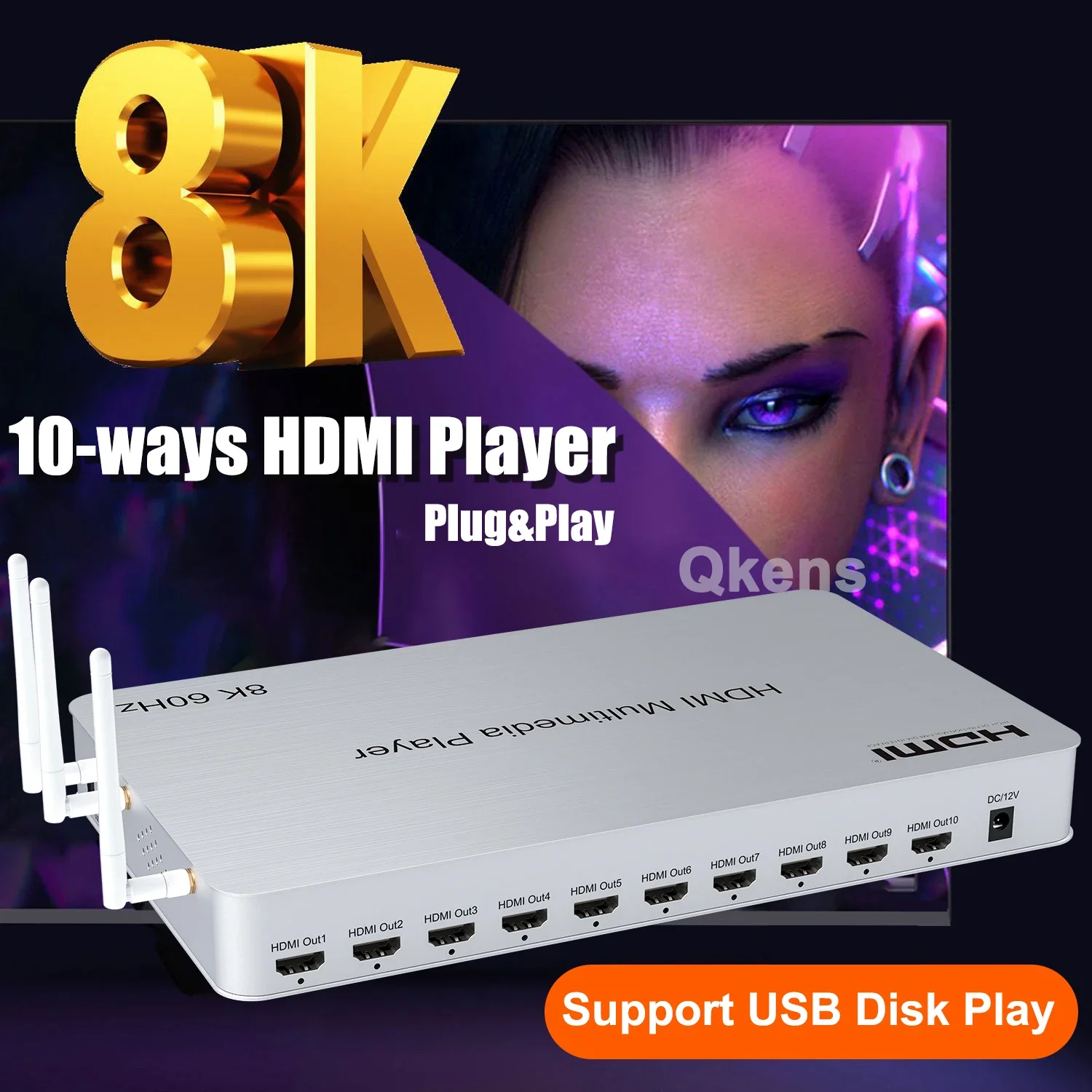 H.265 8K 60Hz 10 Port HDMI Med - 4K Media Player incelemesi ve fiyatı